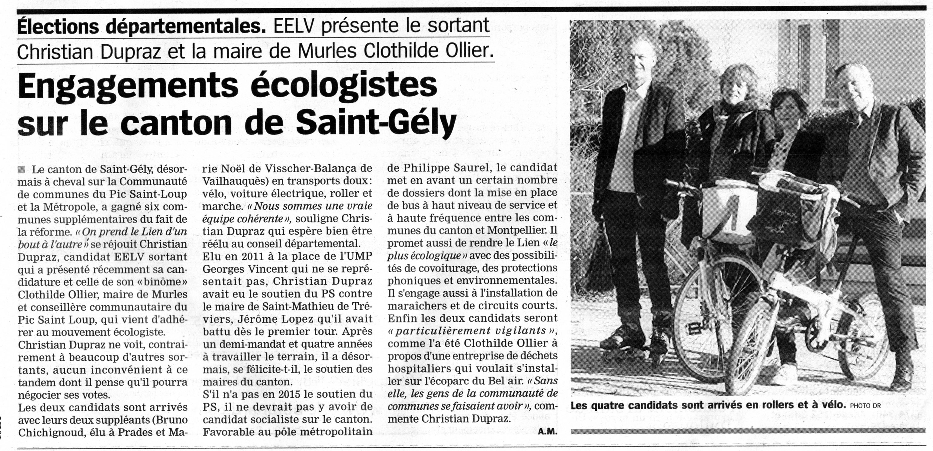 HDJ 14 01 2015 Lancement campagne EELV Saint-Gely